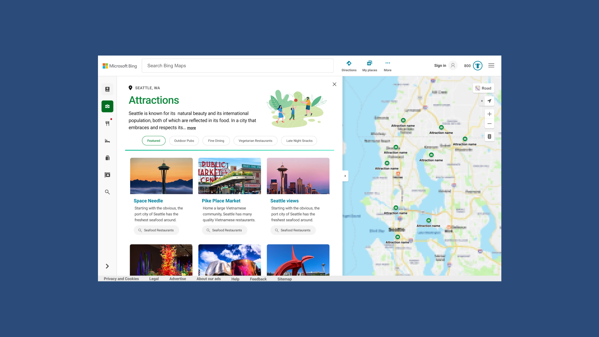 Selected Bing Maps design artifact