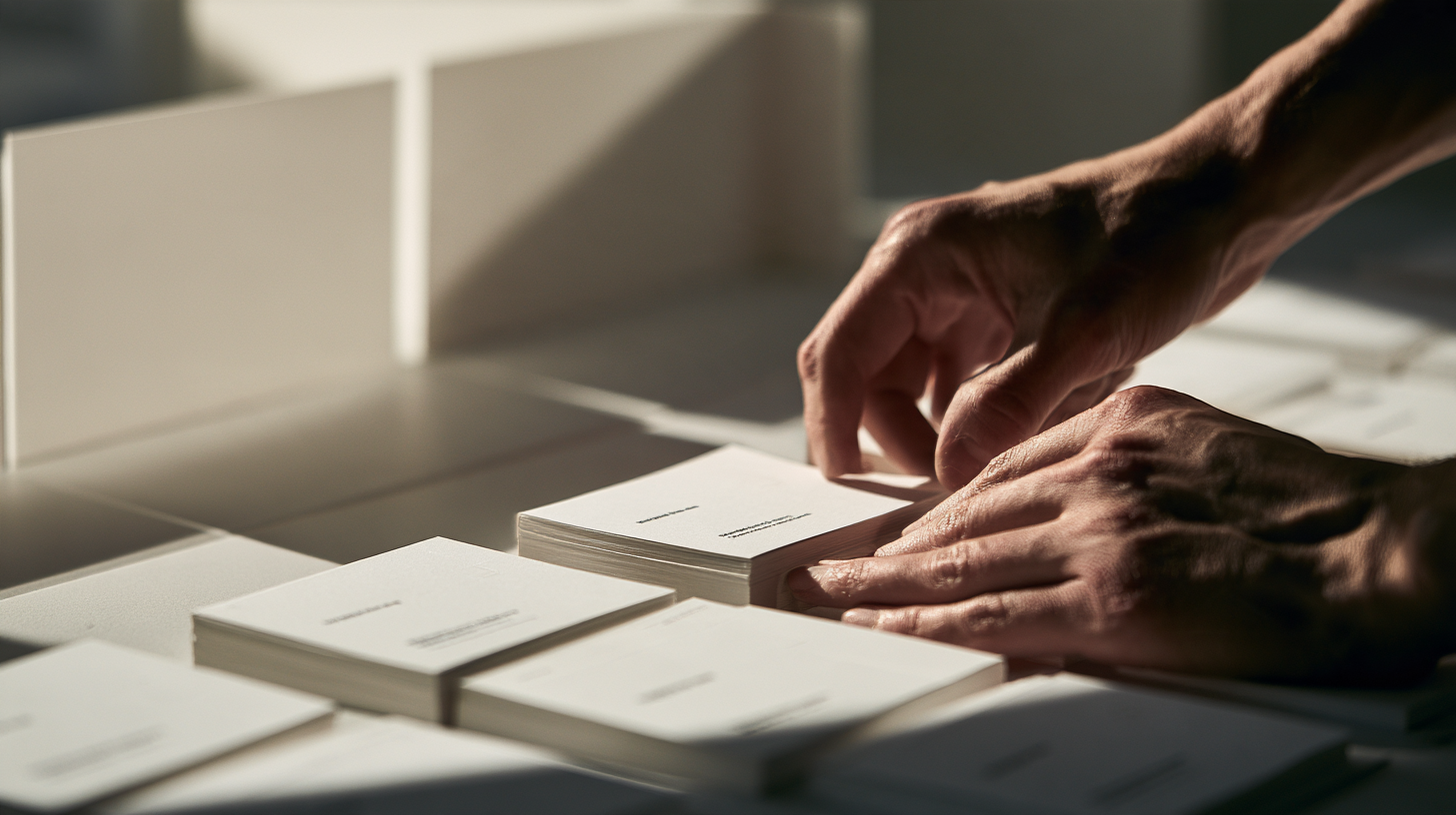 Hands manipulate layered material into spatial relationships.